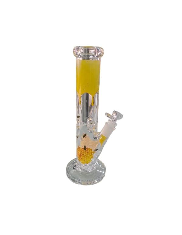 Bong de Vidrio Pulsar Tubo Recto Bee Panal / 12&quot;